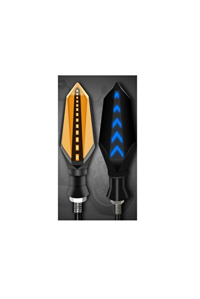 Trendy's Motorcycle LED Turn Signals, Flowing Water Effect, Yellow + Blue Lig...