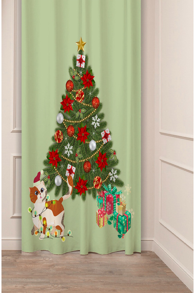 GREENDECOR Christmas Pine Tree Christmas Tree Snow New Year Christmas Patterned Specially Designed Digital Printed Background Curtain