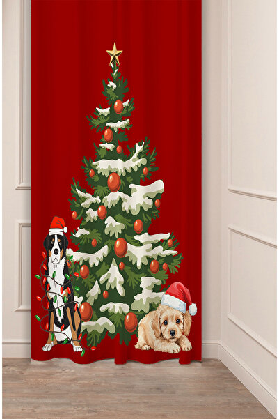 GREENDECOR Brad de Crăciun, copac de Crăciun, zăpadă, Anul Nou, model de Crăciun, design special, perdea digitală cu imprimeu