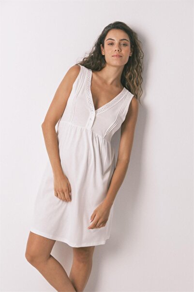 Perspective Women Secret Kolsuz V Yaka Düğme Detaylı Hamile Gecelik