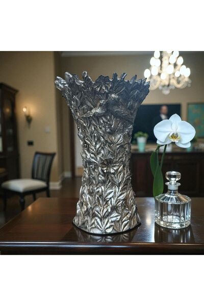 Peramari Διακοσμητικός καθρέφτης μακιγιάζ από πολυεστέρα με πουλάκια και ασημένιο κρεμαστό στολίδι 32Χ16Χ10 εκ.