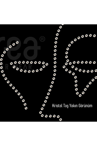 Crea Eymer Wear Artistic Crystal Stone Printed Cotton Crew Neck T-Shirt Black