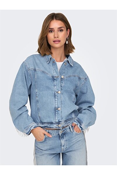 ONLY Onlsunset Ls Rhinestone Jacket Red Dnm Women's Light Blue Denim Denim Jacket - 15342631