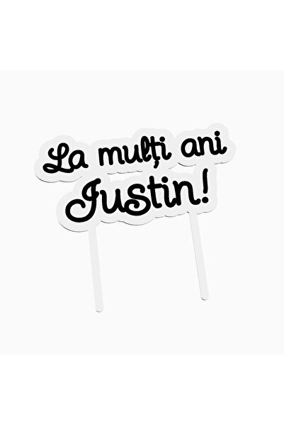 OEM Cake topper for birthday cake, with the text Happy Birthday Justin