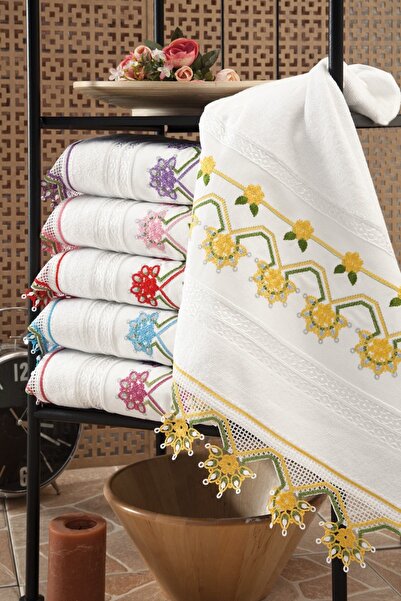 Fiesta Tekstil 50x90 Bride Dantelli 6’lı Havlu