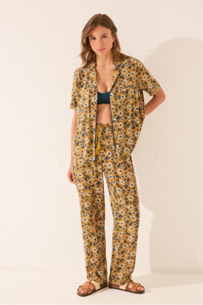 Perspective Women Secret Kadın hardal desenli pijama Takımı