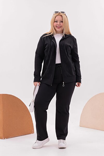 Siyezen Large Size Black Sparkling Stone Printed Sets