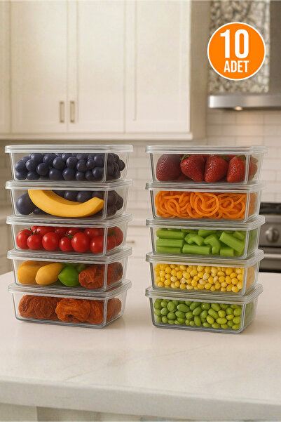 Orvila 10-Piece Self-Covering Storage Container 2 Lt - Suitable for Deep Freezer - Lockable