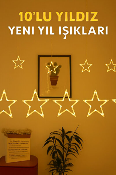 Coverzone 10-Piece Star Led Light String with 3m Plug – Warm Light Decorative Lighting for Home, Balcony, and Curtain