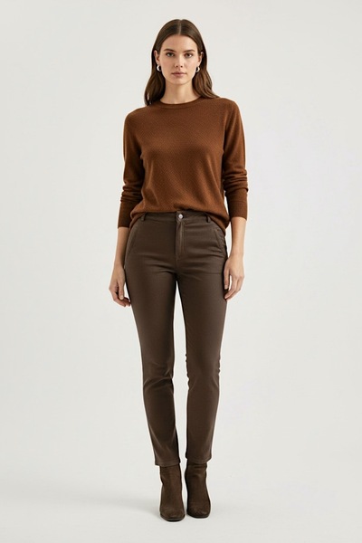 Masha Kate Slim Fit Canvas Trousers