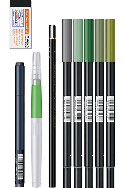 Tombow Greenery Set creativ 9 piese pentru acuarela, caligrafie si grafica