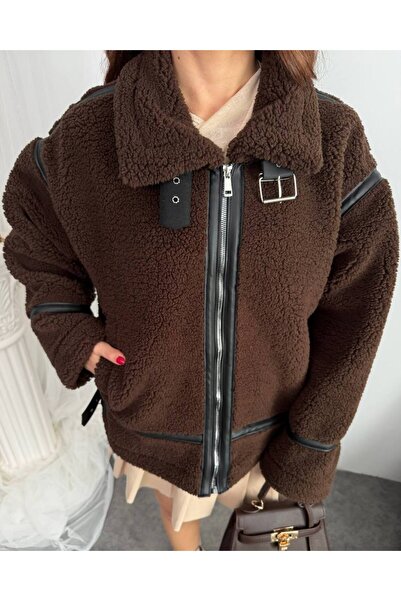 ZF BUTİK Zf Viral Teddy Plush Biker Jacket