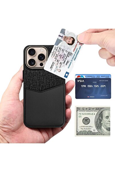 Margoun iPhone 16 Pro Max Leather Card Case with 1-2 Card Holder (Black)