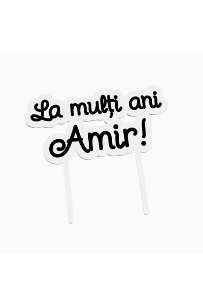 OEM Cake topper for birthday cake, with the text Happy Birthday Amir