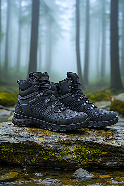 Deri De Luxe Black Smoked Waterproof Men's Trekking Boots