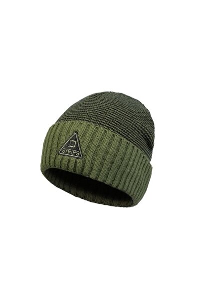 DELPHİN Căciulă de iarnă STRIPS, verde închis, 100% acril
