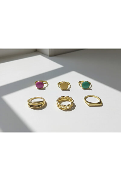 Ervalina Set of 6 Enamel Rings and Knuckle Rings