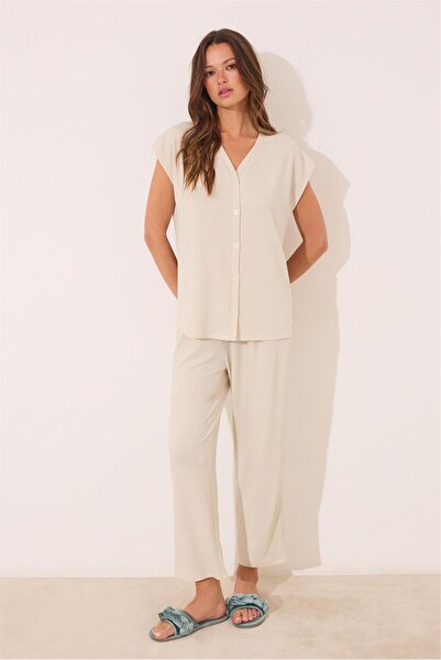 Perspective Women Secret Bej Simli Pijama Takımı