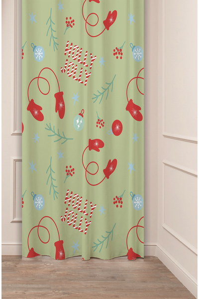 GREENDECOR Brad de Crăciun, copac de Crăciun, zăpadă, Anul Nou, model de Crăciun, design special, perdea digitală cu imprimeu