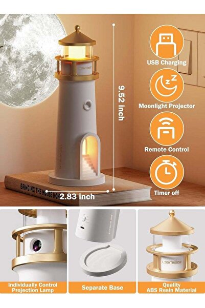NEONI Moon Lamp Projector Night Light - Rechargeable LED Galaxy Table Lamp for Kids