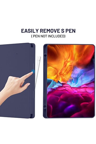 SKYDDAR INNOVATION Tablet case for Samsung Galaxy Tab S6 Lite, Pencil holder, Flex Trifold, sticker set, Navy Blue