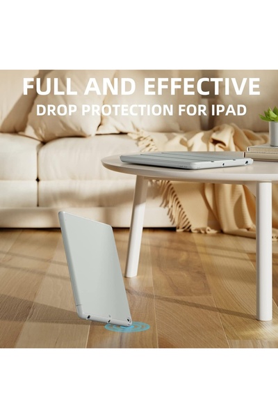 SKYDDAR INNOVATION Tablet case for iPad 10.2, Pencil holder, Flex Trifold, sticker set, Gray