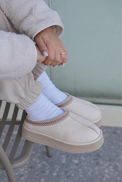 SOLAZER Women's Black Thick Soled Fur Slippers Boots 038-3