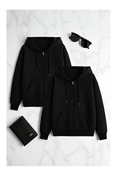 CLASİVA Unisex Zippered Unprinted New Product Hooded Sweatshirt