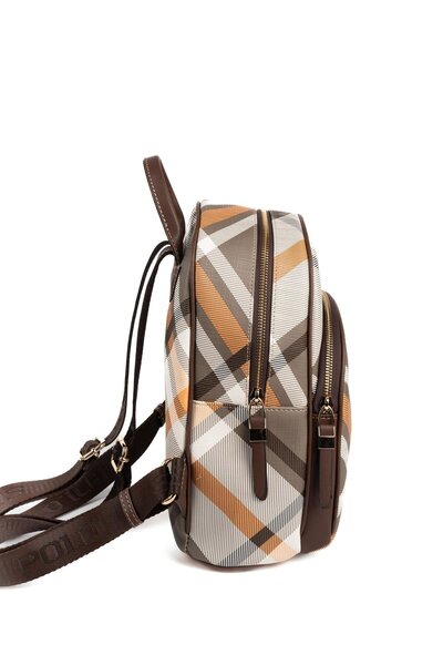 Silver Polo Silver & Polo Sp1062 Women's Backpack Plaid Khaki-Brown