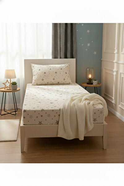 Home Star Patterned Single Elastic Sheet Set (Set)