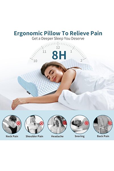 OEM Pernă ortopedică CoolCould – Spumă cu memorie, Suport ergonomic pentru gât și coloană vertebrală, 2 înălțimi, 60x35 cm