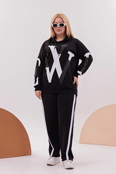 Siyezen Large Size Printed Stone Tracksuit Set