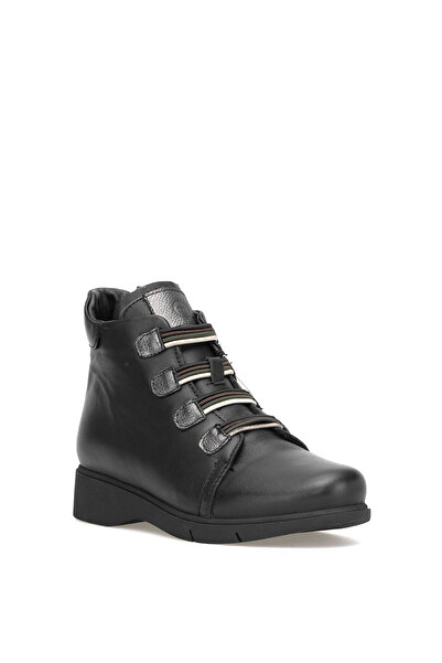 Mammamia D25Kb-4535 Women's Genuine Leather Flat Boots Black