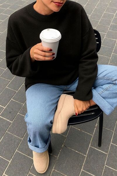 Basko fashion Women's Soft Fleece-Lined Sweater