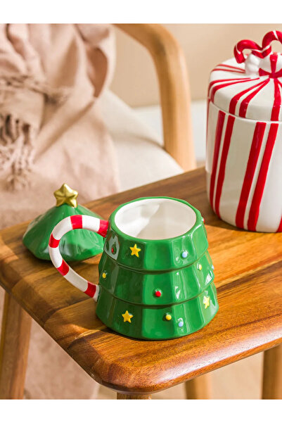 LC Waikiki Lcw Home Green Pine Tree Shaped Ceramic Mug 407 ml