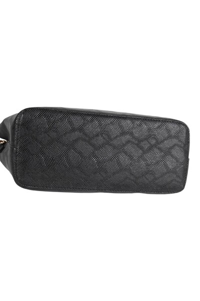 Reseen Black Faux Leather Snake Pattern Shoulder & Hand Bag – 3 Compartments, Magnetic and Zipper Closure Design