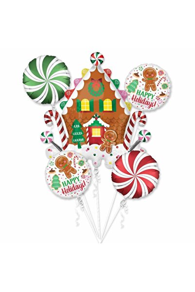 Colorland باقة بالونات بيت خبز الزنجبيل وكعكات العطلات - مجموعة بالونات عيد ا...