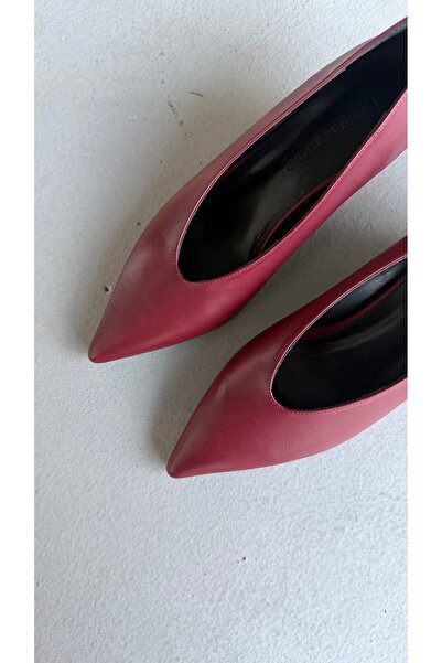 Eataly Shoes Alba Burgundy Leather Wedge Heeled Women's Shoes