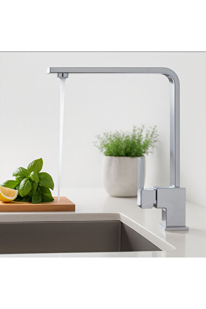 Badem10 Kitchen Sink Faucet Chrome Durable Water-Saving Sink Tap with 360 Degree Rotating Head