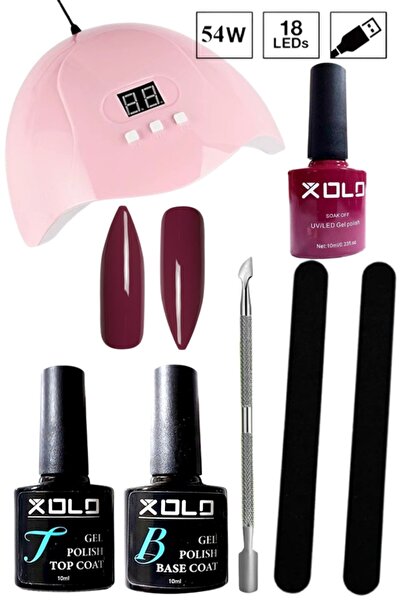 xolo Evde Kalıcı Oje Yapma Seti Hazır Set Bordo Patlıcan K008 Full Set Tırnak...