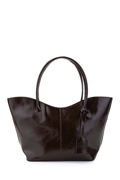 minebag Double Handle Faux Leather Hype Women's Shoulder Bag Brown