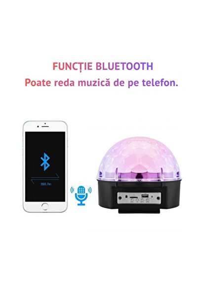 Impact Vision Glob Disco LED RGB cu Bluetooth, Difuzor, USB, Card SD si Telecomandă–Impact Vision®