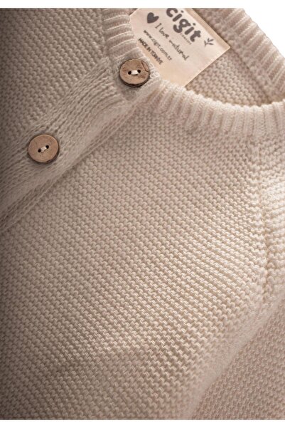 Cigit Links Knitwear Cardigan 1-8 Years Old a Beige
