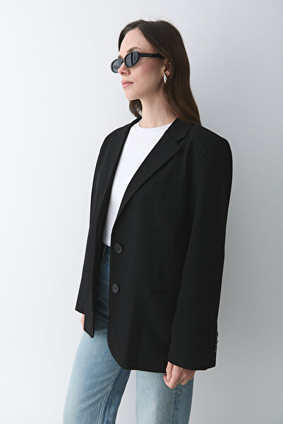 Laluvia Black Blazer Jacket - 7619