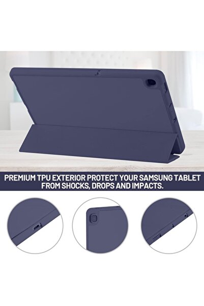 SKYDDAR INNOVATION Tablet case for Samsung Galaxy Tab S6 Lite, Pencil holder, Flex Trifold, sticker set, Navy Blue