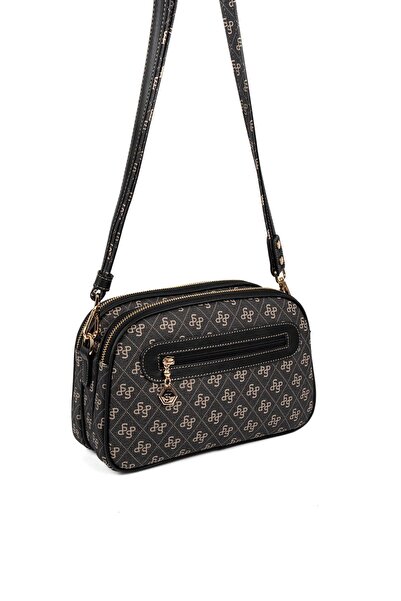 Silver Polo Silver & Polo Sp745 Women's Crossbody Bag Monogram Smoked-Black