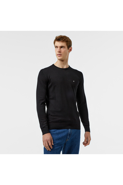 Calvin Klein Cotton Silk Blend Erkek Siyah Kazak