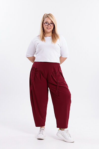 HELVEYS Special Design Flexible Stretch Fabric Sandy Fabric Stylish Large Size Trousers with Elastic Waist and Cord Detail 5006