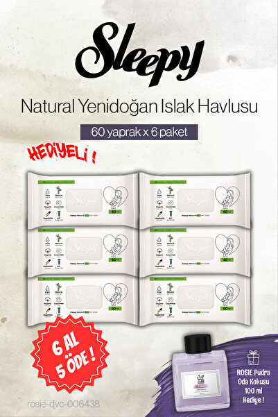 Sleepy Natural Yenidoğan 60'lı 6 AL 5 ÖDE, Rosie Pudra Oda Kokusu