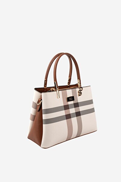 Silver Polo Silver & Polo Sp1098 Women's Handbag Plaid Cream-Tan